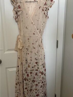 lovestitch Blush Floral Wrap Maxi Dress
